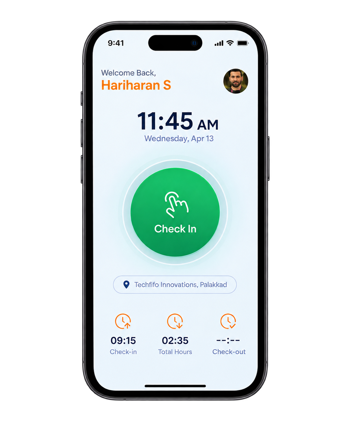 Offixo Check In screen