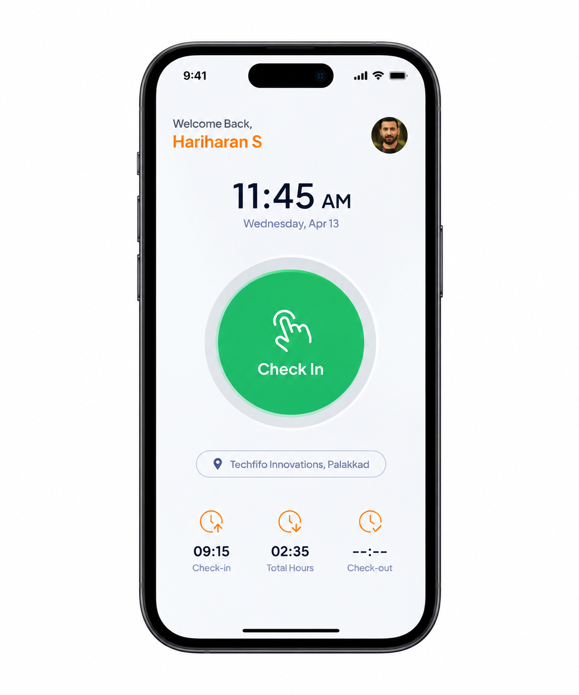 Offixo Check In screen